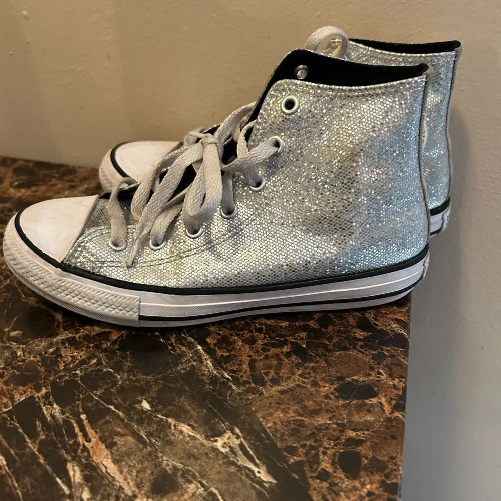 Converse Silver High-Top Sneakers - size 3